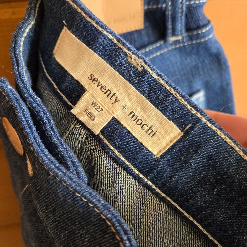 Anthropologie Seventy + Mochi Elodie Jean Patched 27 Boho Mid Rise Crop Wide Leg - Picture 6 of 6